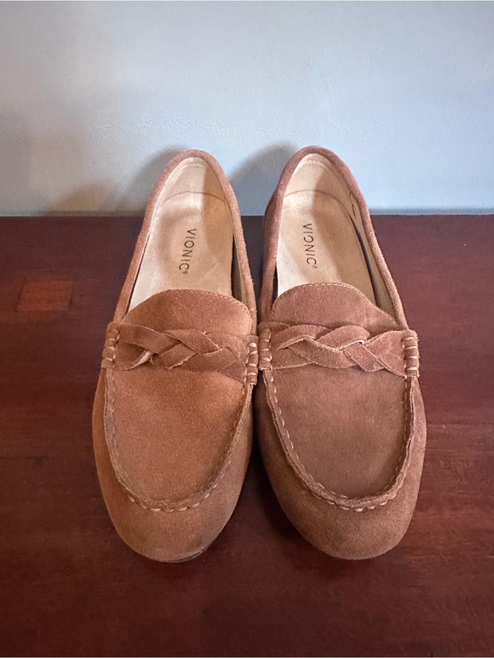 Vionic MONTARA Loafers Brown Suede Size 10 Toffee Casual Slip On Classic Shoe